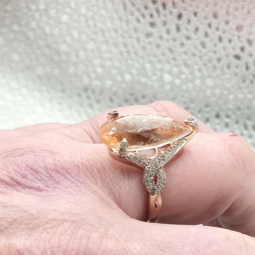 Morganique Quartz Ring in Vermeil Rose Gold Over Sterling Silver - Picture 9 of 10